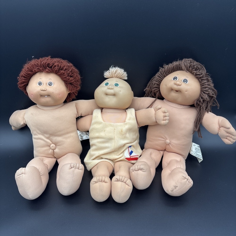 Cabbage Patch Kids Doll Lot of 3 Yarn Hair 1982